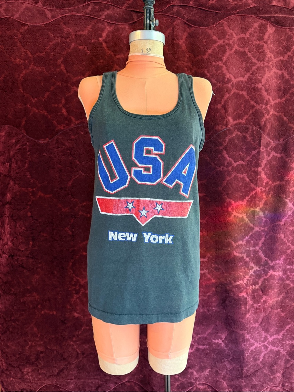 Vintage Cotton USA New York Graphic Tank Top - Black